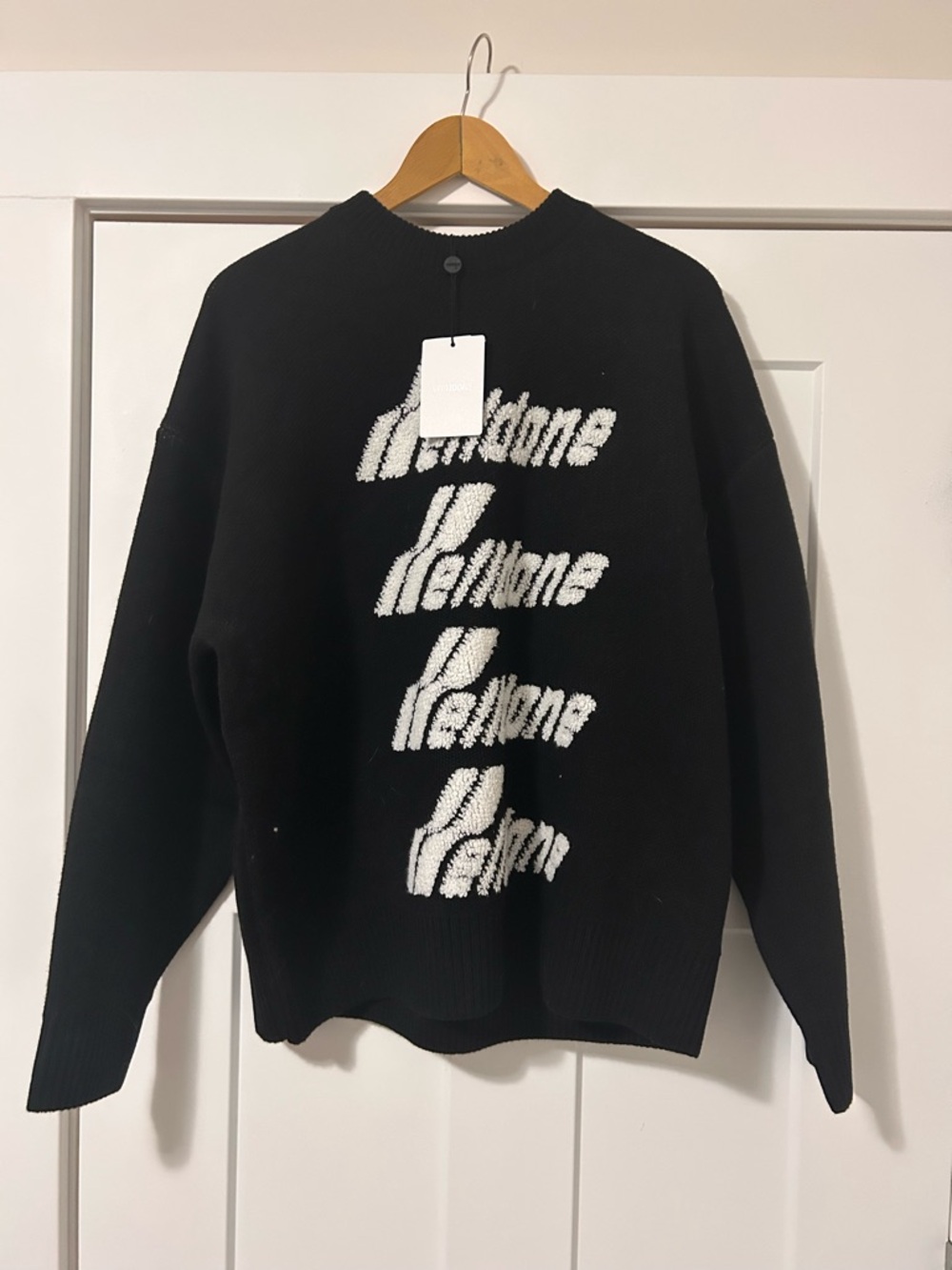 WE11done Black Graphic Logo Knit Sweater - Vetements Style